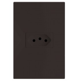 Conjunto Tomada 20a Horizontal 4x2 - RECTA CHOCOLATE SATIN FOSCO